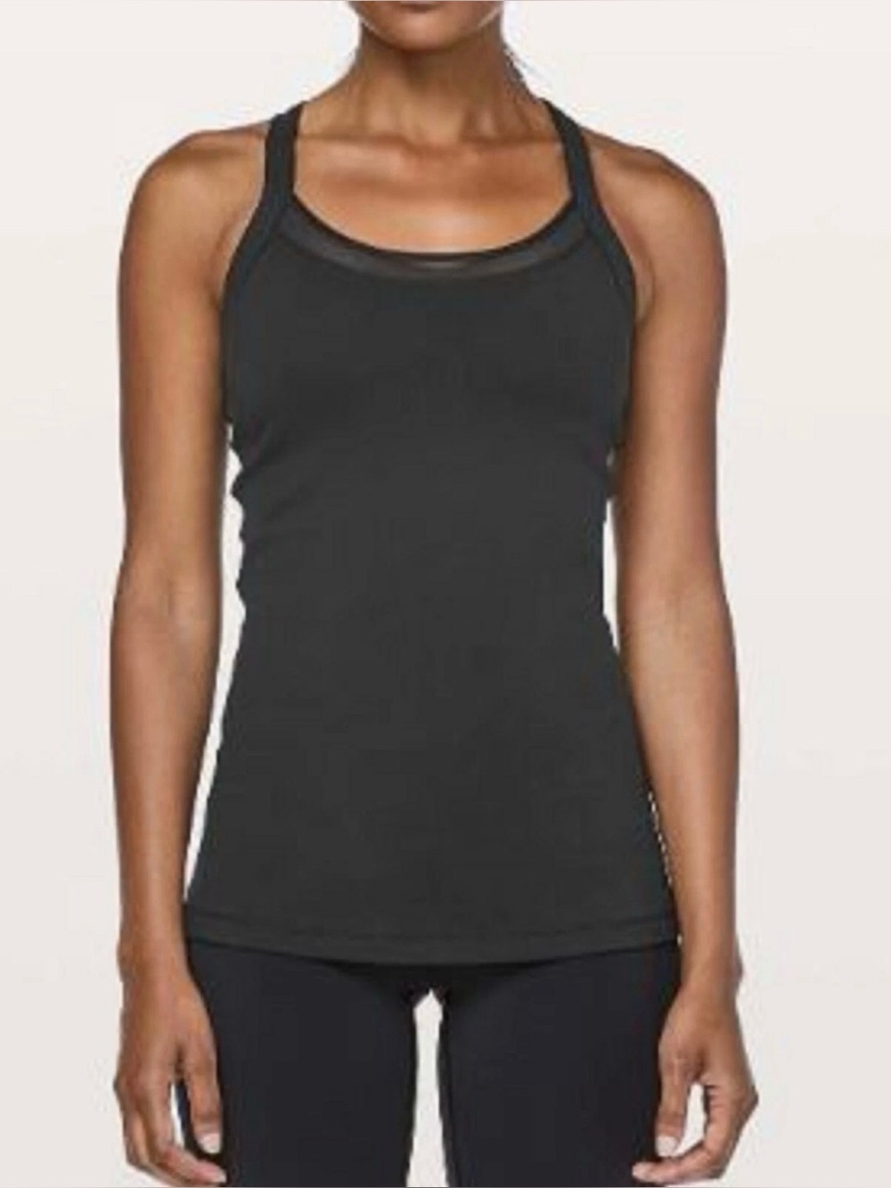 lululemon rally your heart cross cross Black Mesh-Inset Tank Top